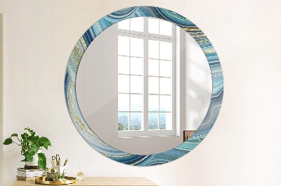 Miroir rond imprimé Marbre bleu