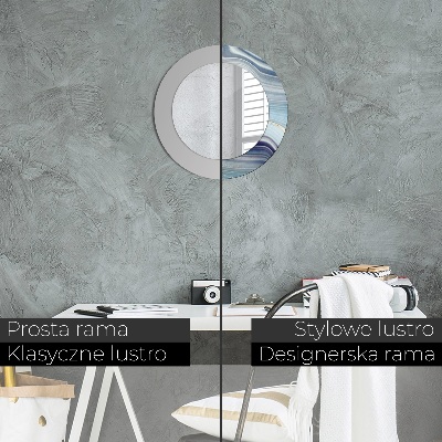 Miroir rond imprimé Marbre bleu