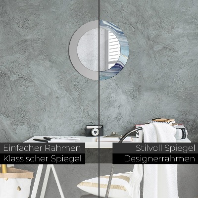 Miroir rond imprimé Marbre bleu