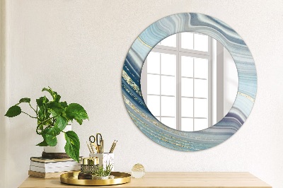 Miroir rond imprimé Marbre bleu
