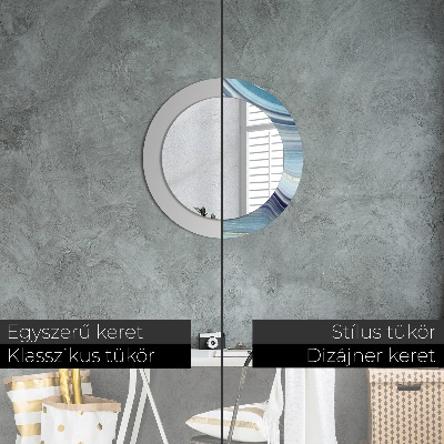 Miroir rond imprimé Marbre bleu
