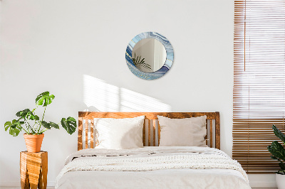 Miroir rond imprimé Marbre bleu