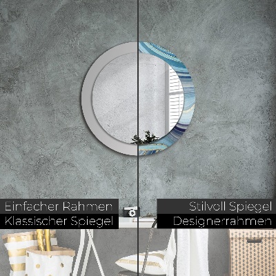 Miroir rond imprimé Marbre bleu