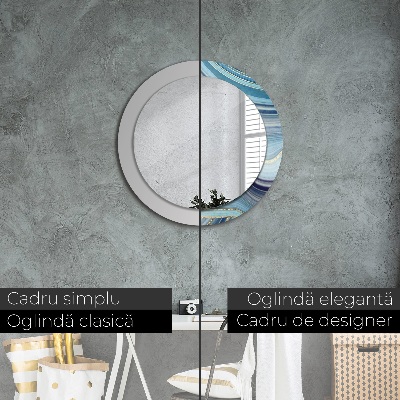 Miroir rond imprimé Marbre bleu