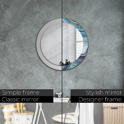 Miroir rond imprimé Marbre bleu