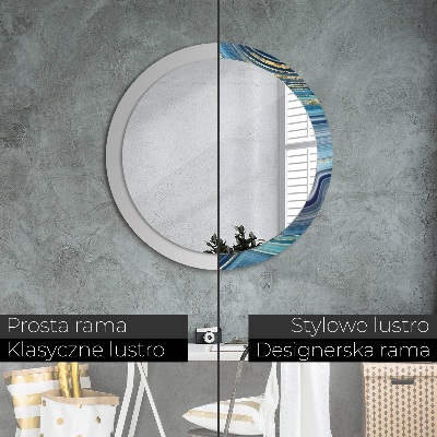 Miroir rond imprimé Marbre bleu