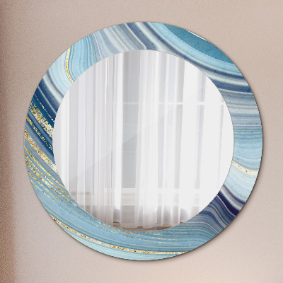 Miroir rond imprimé Marbre bleu