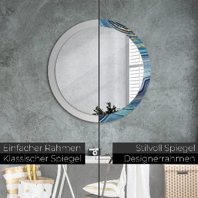 Miroir rond imprimé Marbre bleu