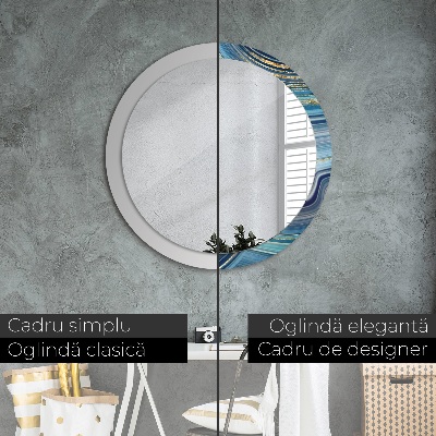 Miroir rond imprimé Marbre bleu