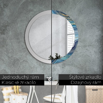 Miroir rond imprimé Marbre bleu