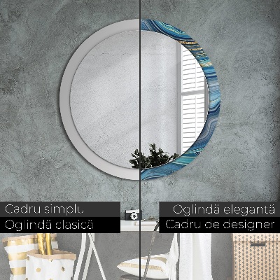 Miroir rond imprimé Marbre bleu