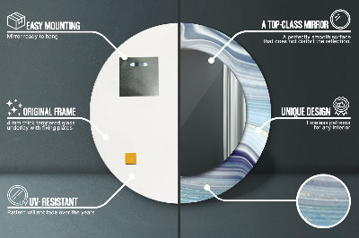 Miroir rond imprimé Marbre bleu