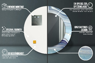 Miroir rond imprimé Marbre bleu