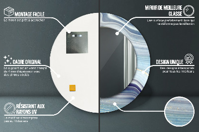 Miroir rond imprimé Marbre bleu