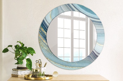 Miroir rond imprimé Marbre bleu
