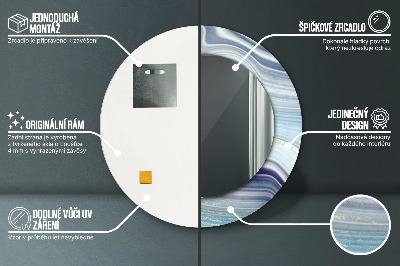 Miroir rond imprimé Marbre bleu