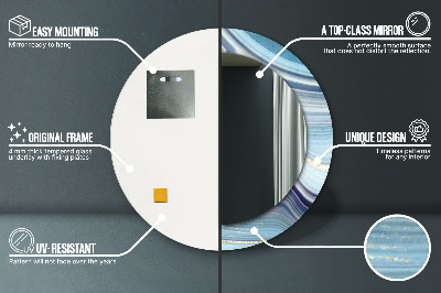 Miroir rond imprimé Marbre bleu