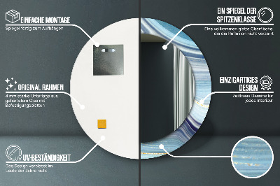 Miroir rond imprimé Marbre bleu