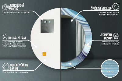 Miroir rond imprimé Marbre bleu