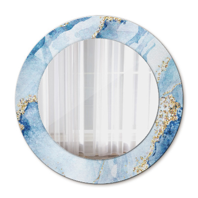 Miroir rond avec décoration Marbre bleu doré
