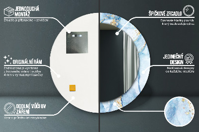 Miroir rond avec décoration Marbre bleu doré