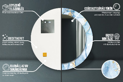 Miroir rond avec décoration Marbre bleu doré
