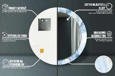Miroir rond avec décoration Marbre bleu doré