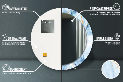 Miroir rond avec décoration Marbre bleu doré