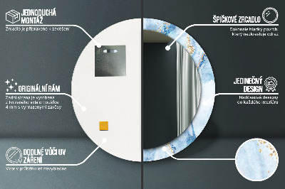 Miroir rond avec décoration Marbre bleu doré