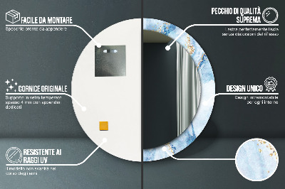 Miroir rond avec décoration Marbre bleu doré