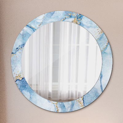 Miroir rond avec décoration Marbre bleu doré