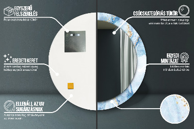 Miroir rond avec décoration Marbre bleu doré