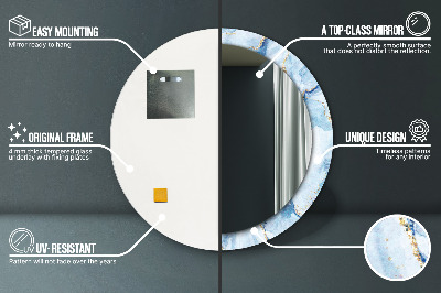 Miroir rond avec décoration Marbre bleu doré