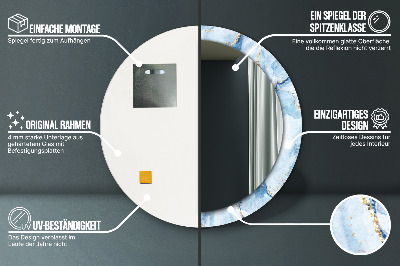 Miroir rond avec décoration Marbre bleu doré
