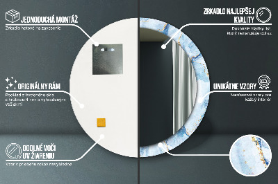 Miroir rond avec décoration Marbre bleu doré