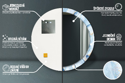 Miroir rond avec décoration Marbre bleu doré