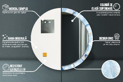Miroir rond avec décoration Marbre bleu doré