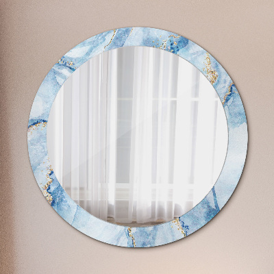 Miroir rond avec décoration Marbre bleu doré