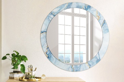 Miroir rond avec décoration Marbre bleu doré