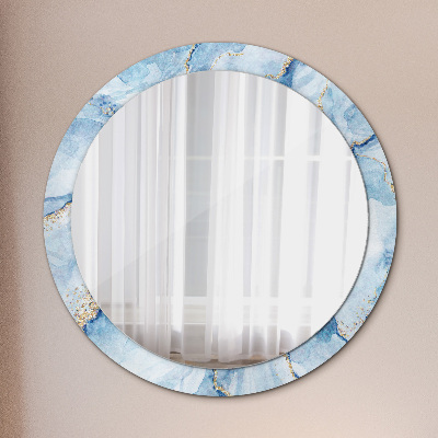 Miroir rond avec décoration Marbre bleu doré