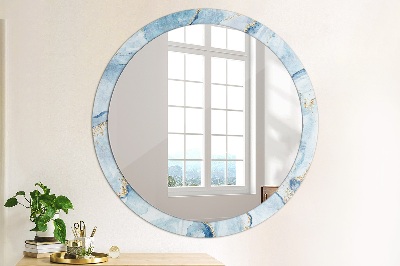Miroir rond avec décoration Marbre bleu doré