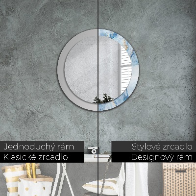 Miroir rond avec décoration Marbre bleu doré