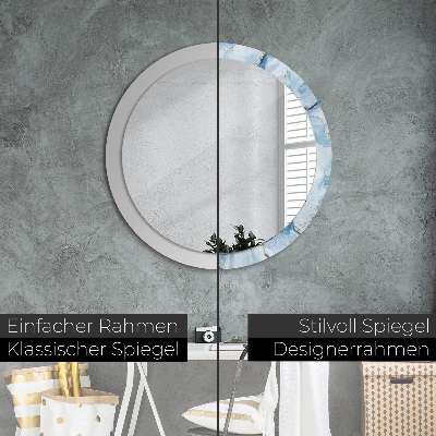 Miroir rond avec décoration Marbre bleu doré