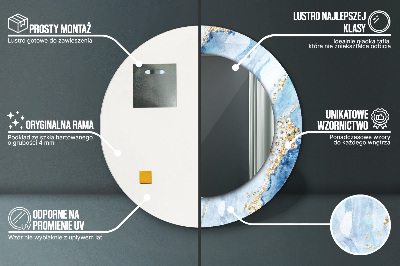 Miroir rond avec décoration Marbre bleu doré