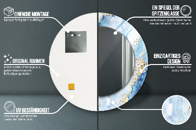 Miroir rond avec décoration Marbre bleu doré