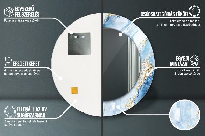 Miroir rond avec décoration Marbre bleu doré