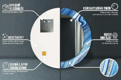 Miroir rond imprimé Marbrure bleue