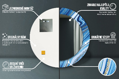 Miroir rond imprimé Marbrure bleue