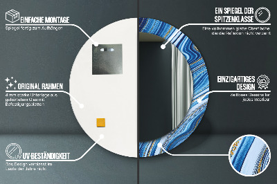 Miroir rond imprimé Marbrure bleue