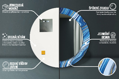 Miroir rond imprimé Marbrure bleue